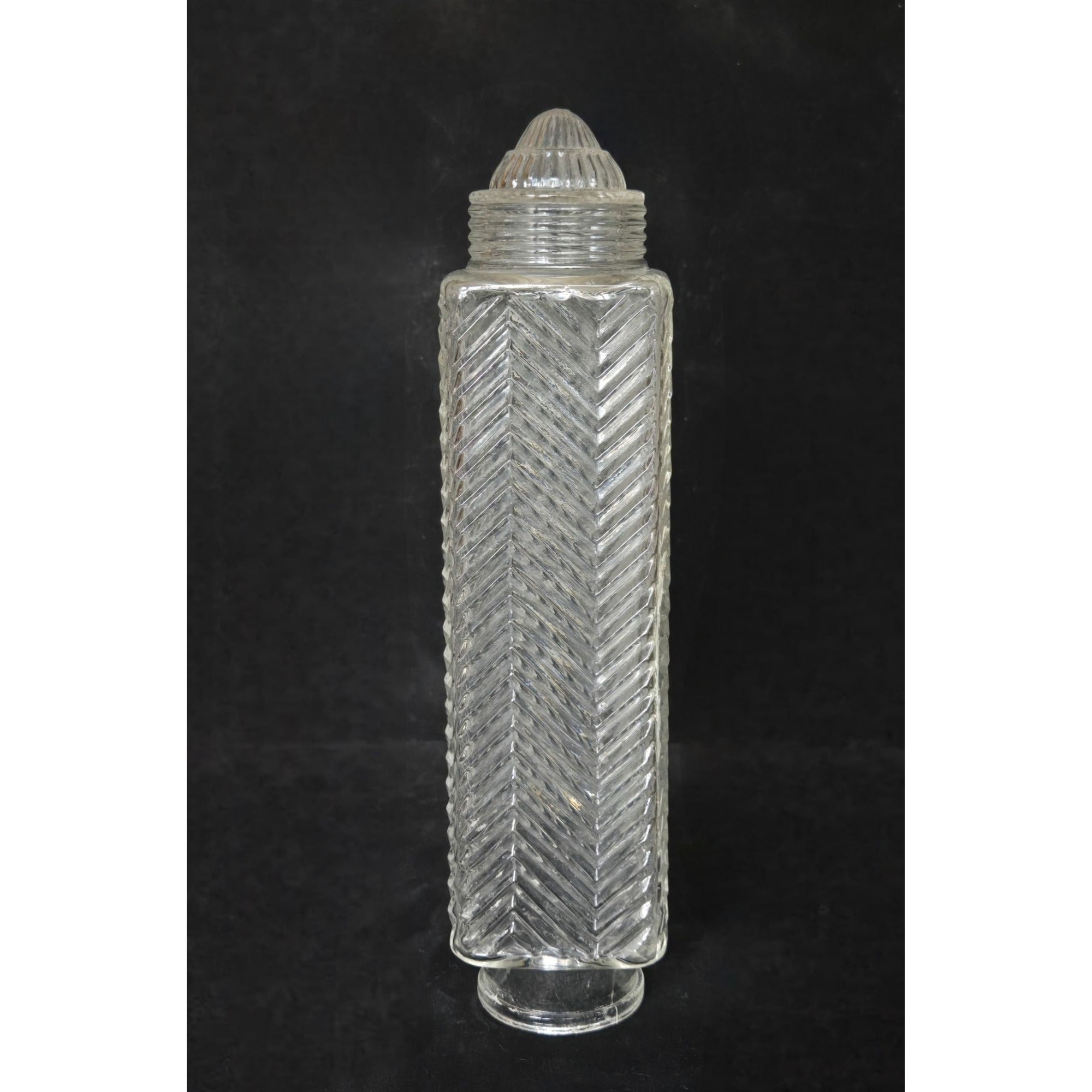 Art Deco Vintage Clear Skyscraper Lamp shade w/Chevron Pattern 9"
