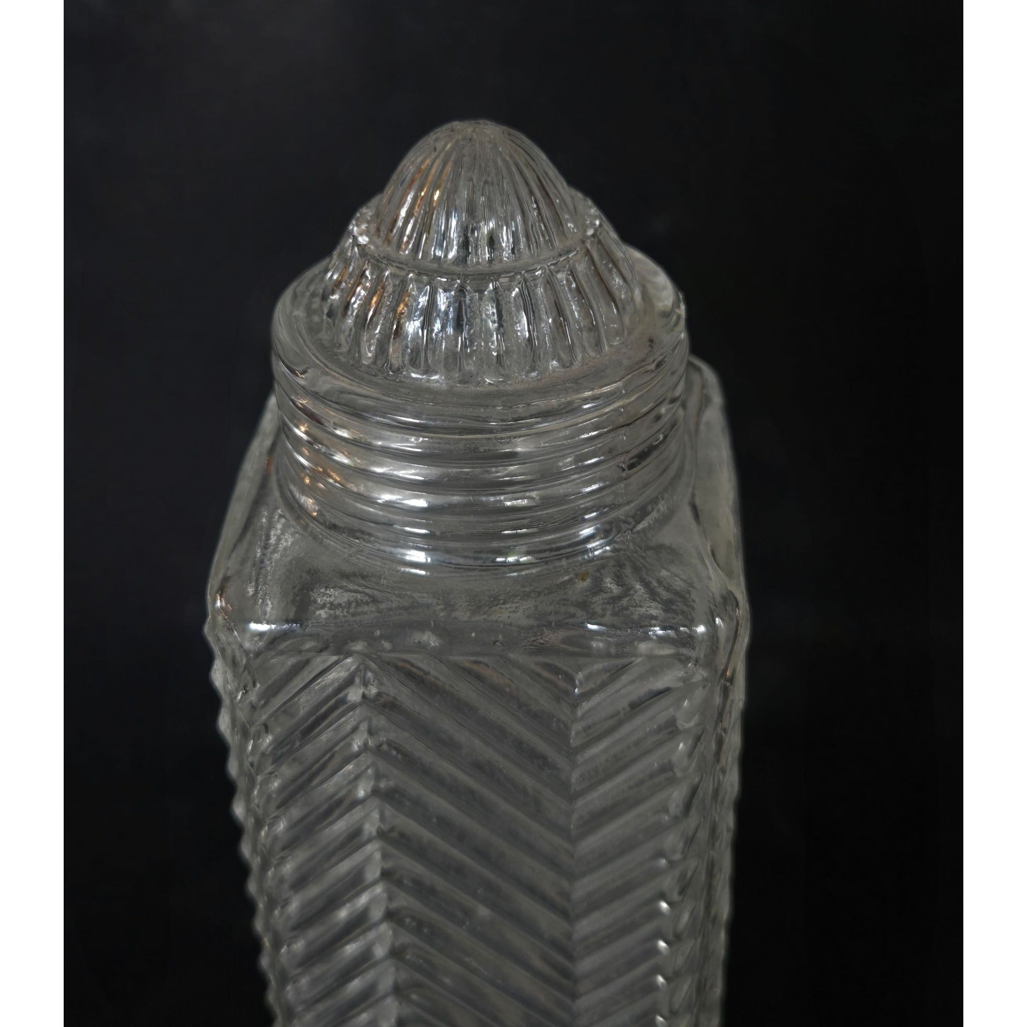 Art Deco Vintage Clear Skyscraper Lamp shade w/Chevron Pattern 9"