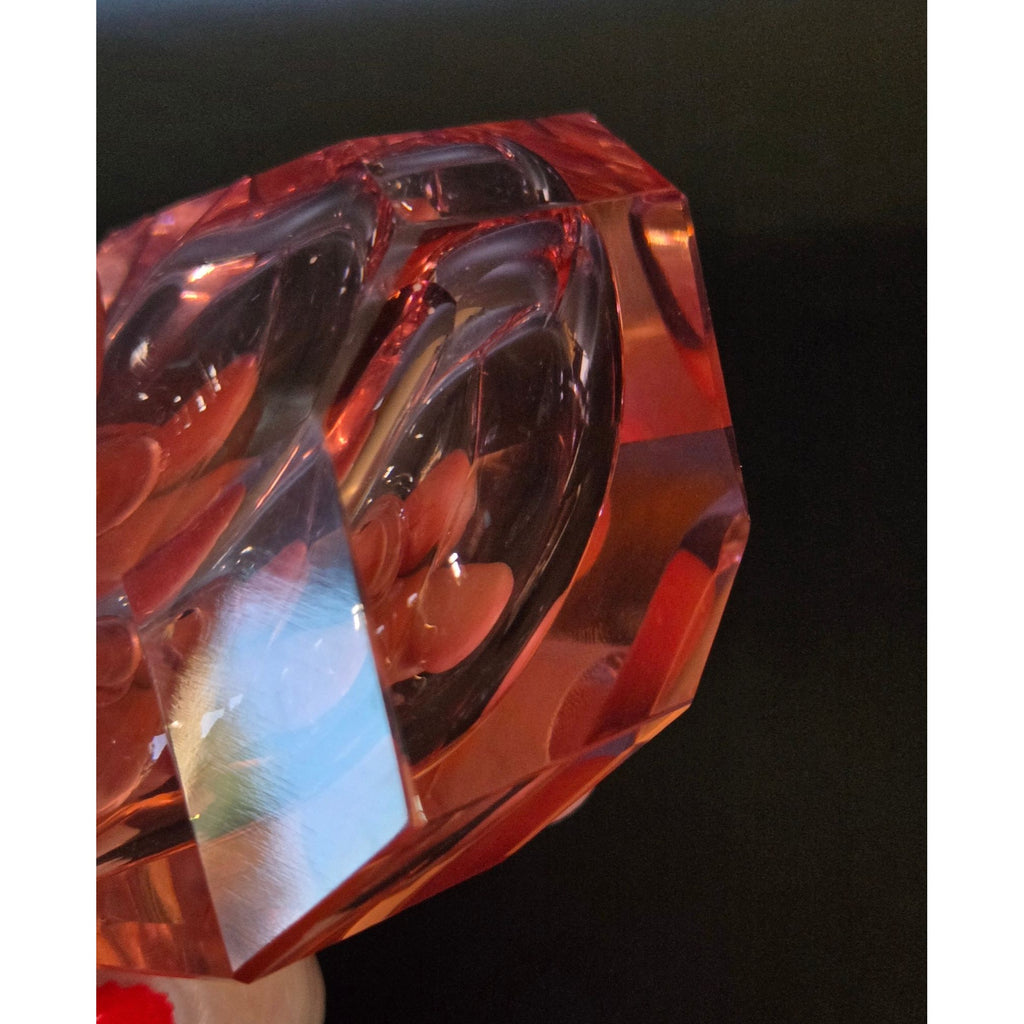 1930s Pink Czech Crystal Perfume Bottle w/ Faceted Stopper