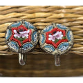 Vintage Italian Micromosaic Earrings Floral Glass Tiles .5 inch Screw Backings