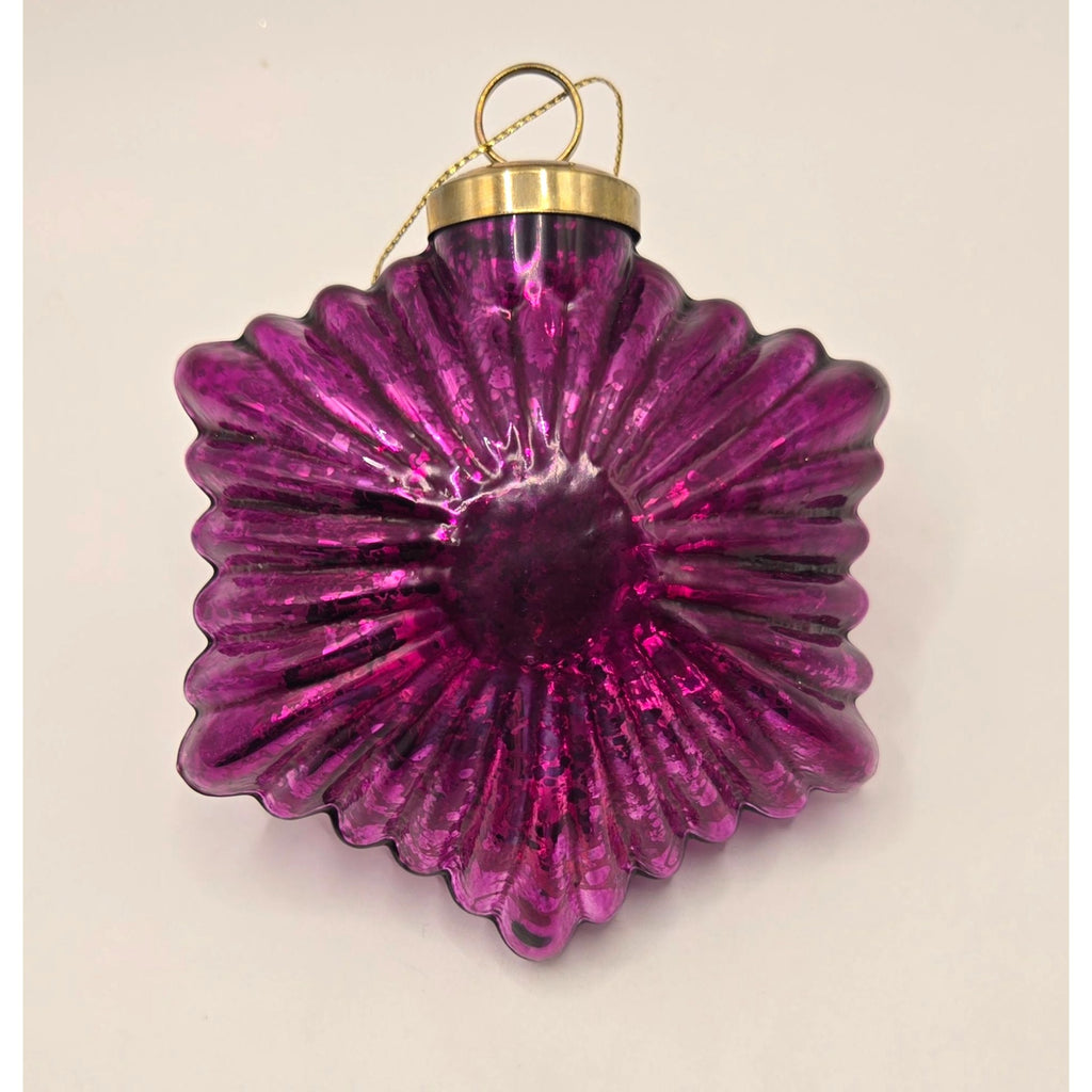 Pottery Barn Kugel Ornament Magenta Purple Mercury Glass Snowflake w/Rhinestones