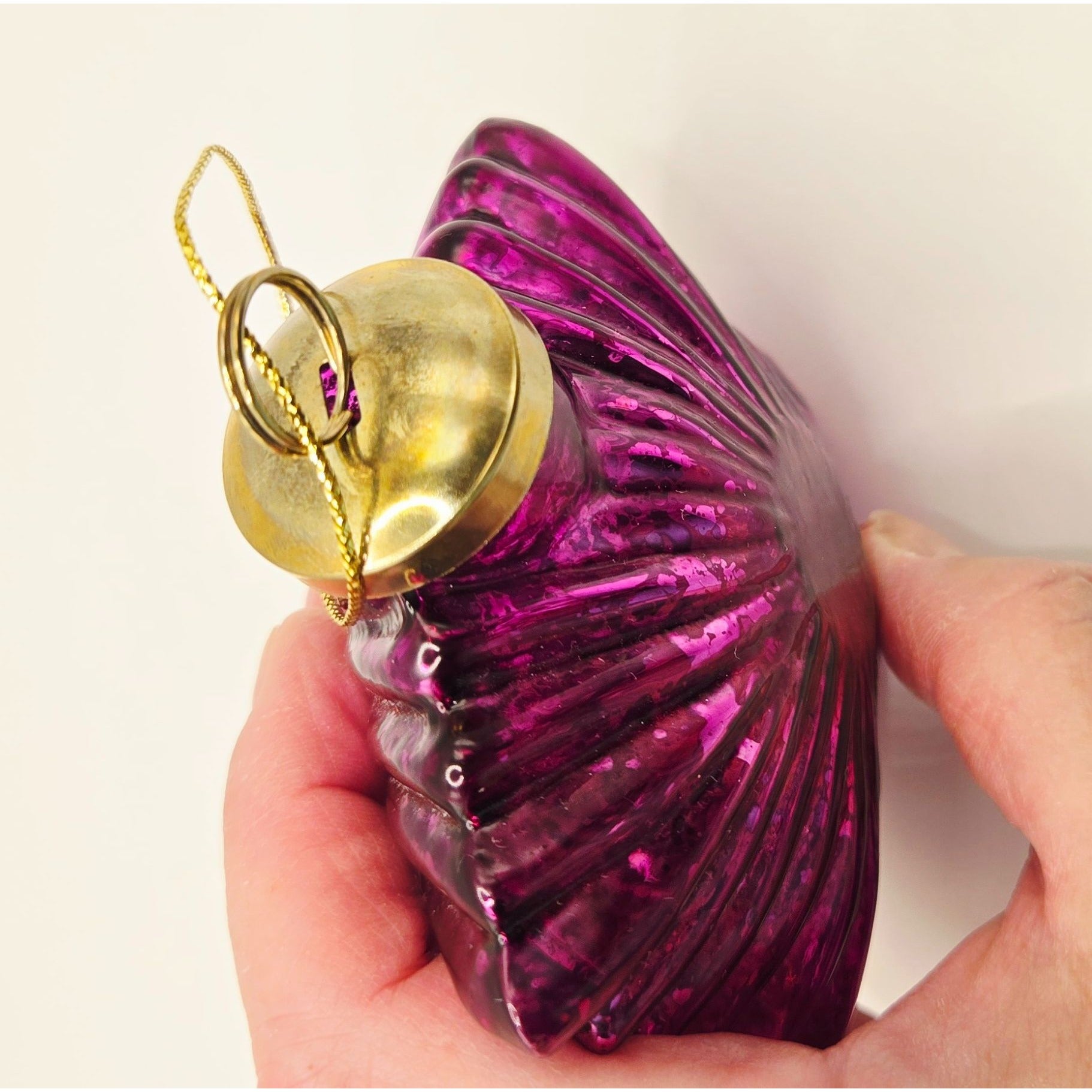 Pottery Barn Kugel Ornament Magenta Purple Mercury Glass Snowflake w/Rhinestones