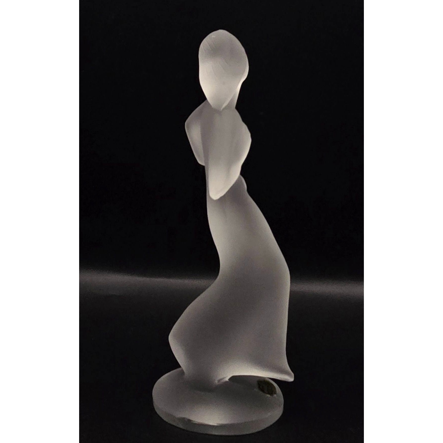 Vintage Frosted Bohemian Crystal Dancing Woman Figurine Elegant Art Deco Style
