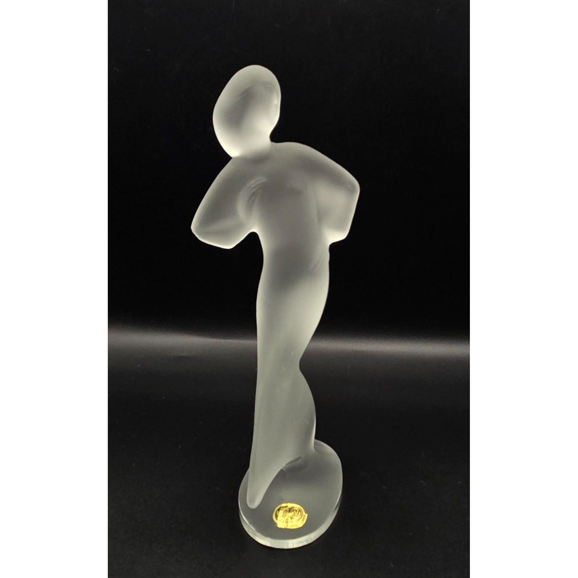 Vintage Frosted Bohemian Crystal Dancing Woman Figurine Elegant Art Deco Style