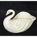 Vintage Ceramic Swan Planter Vase White With Yellow Beak 5 Inches Long