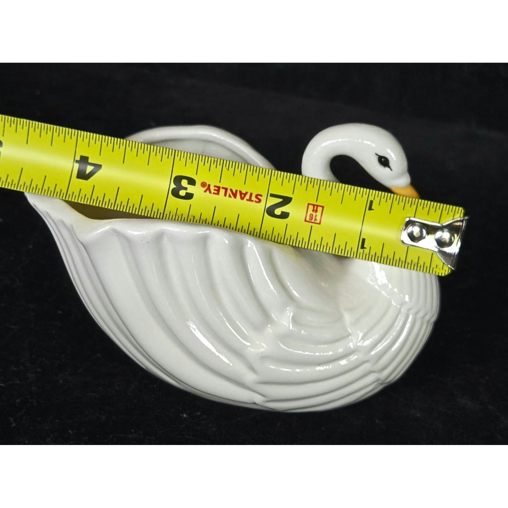 Vintage Ceramic Swan Planter Vase White With Yellow Beak 5 Inches Long