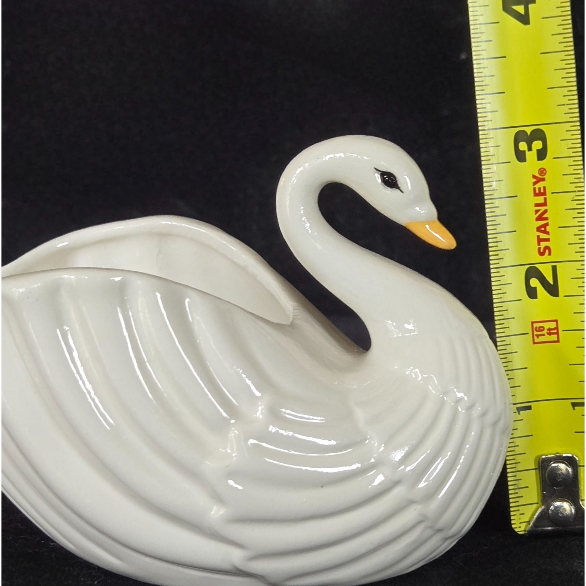 Vintage Ceramic Swan Planter Vase White With Yellow Beak 5 Inches Long