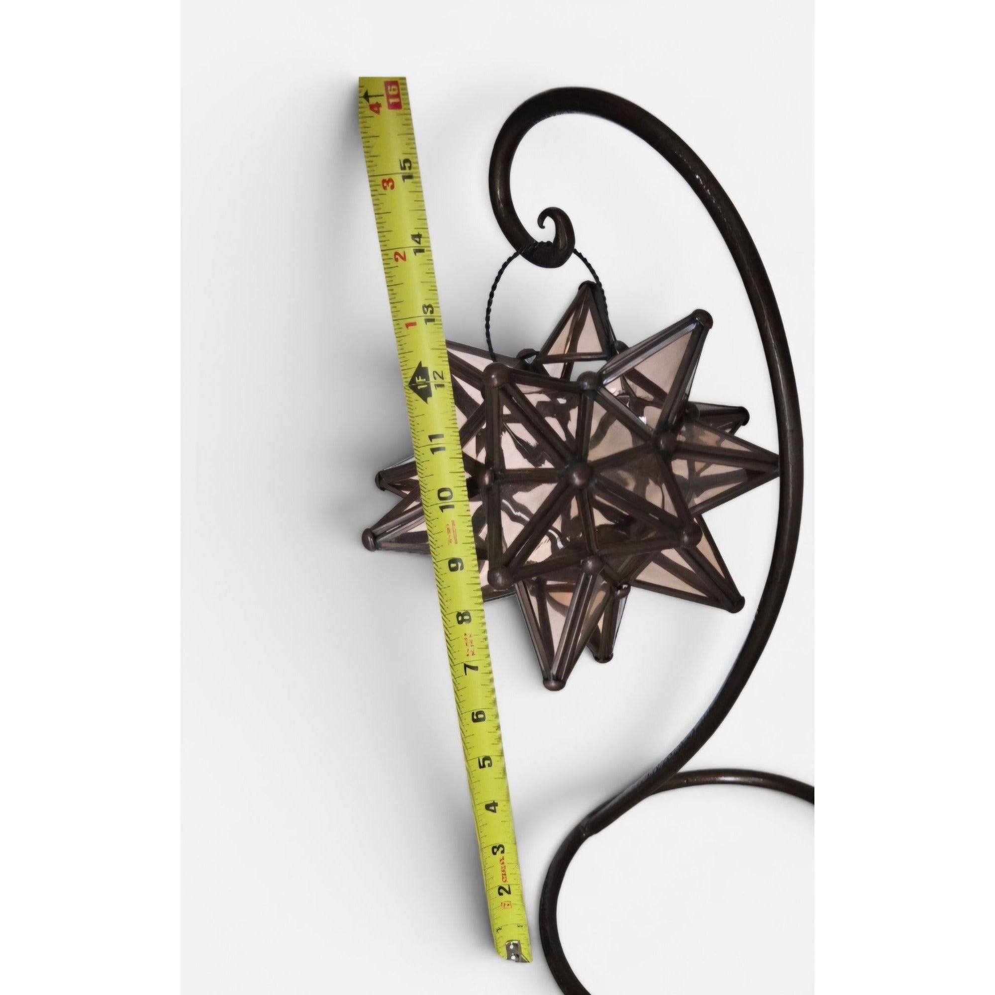 Viva Brand Moravian Star Lantern w/ Metal Stand - Bronze Frame & Pale Amber Glass - Approx. 16" T