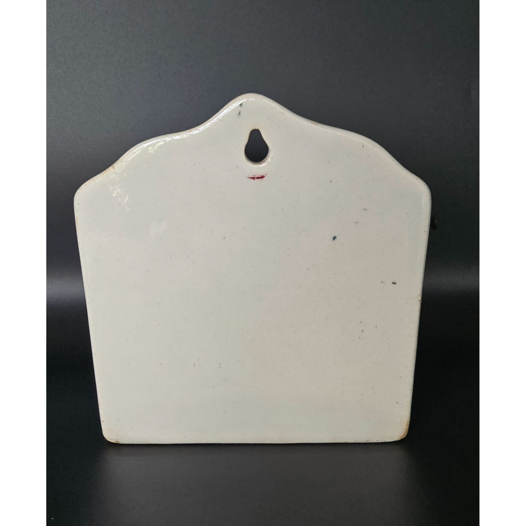 Vintage Ceramic Wall-Mounted Salt Box With Wooden Lid & Hand-Painted Floral Design