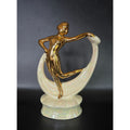Gold & Iridescent Ceramic Dancing Figurine - Elegant Home Decor - 8" Tall
