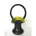 Czech Glass Welz Black & Green Silver Speckled Basket Vase - 8 Inches Tall