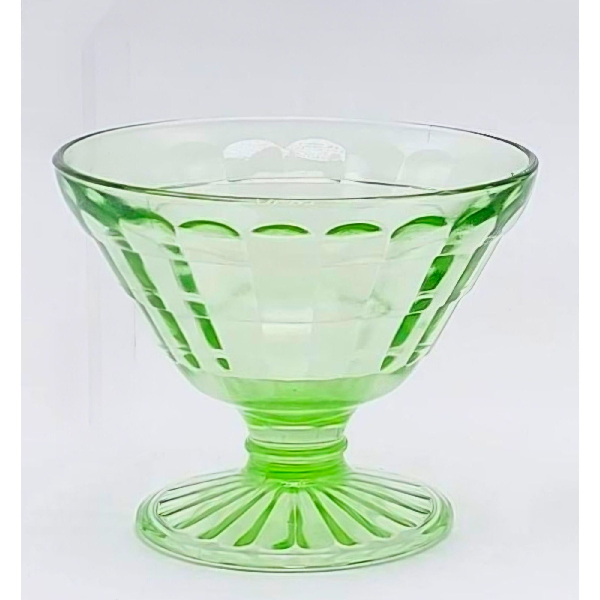 Vintage Anchor Hocking Uranium Glass Sherbet Dish Checked Pattern Glows UV