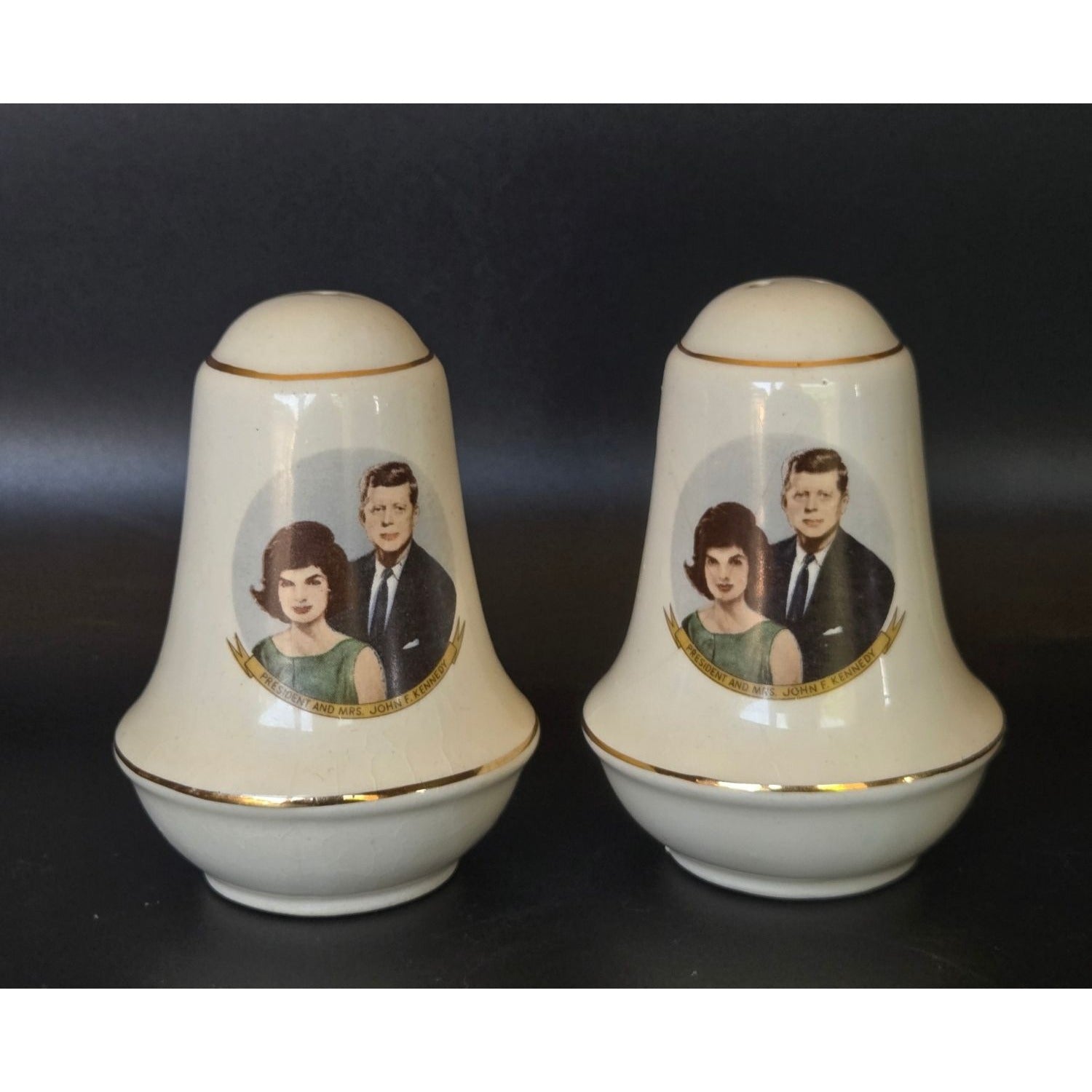 Vintage President Kennedy & Jackie Ceramic Salt & Pepper Shakers