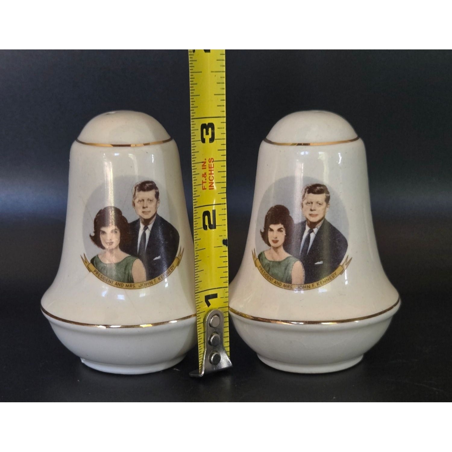 Vintage President Kennedy & Jackie Ceramic Salt & Pepper Shakers
