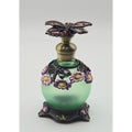 Dragonfly Ormolu & Glass Perfume Bottle Rhinestones Frosted Green Glass, Bronze trim