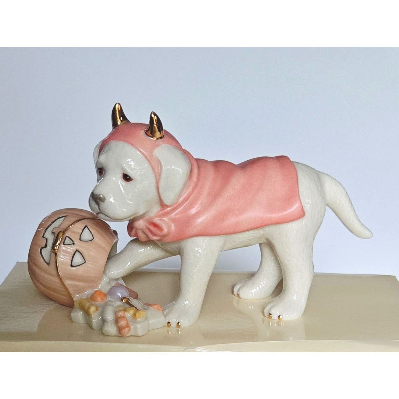 LENOX Sweet Little Devil Labrador Puppy Dog Halloween Fine China 24Kt Gold Boxed