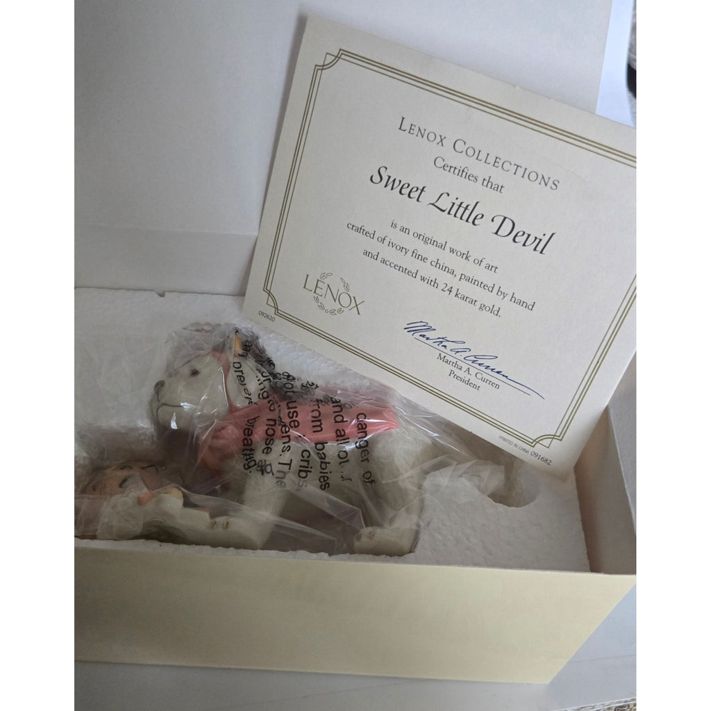LENOX Sweet Little Devil Labrador Puppy Dog Halloween Fine China 24Kt Gold Boxed