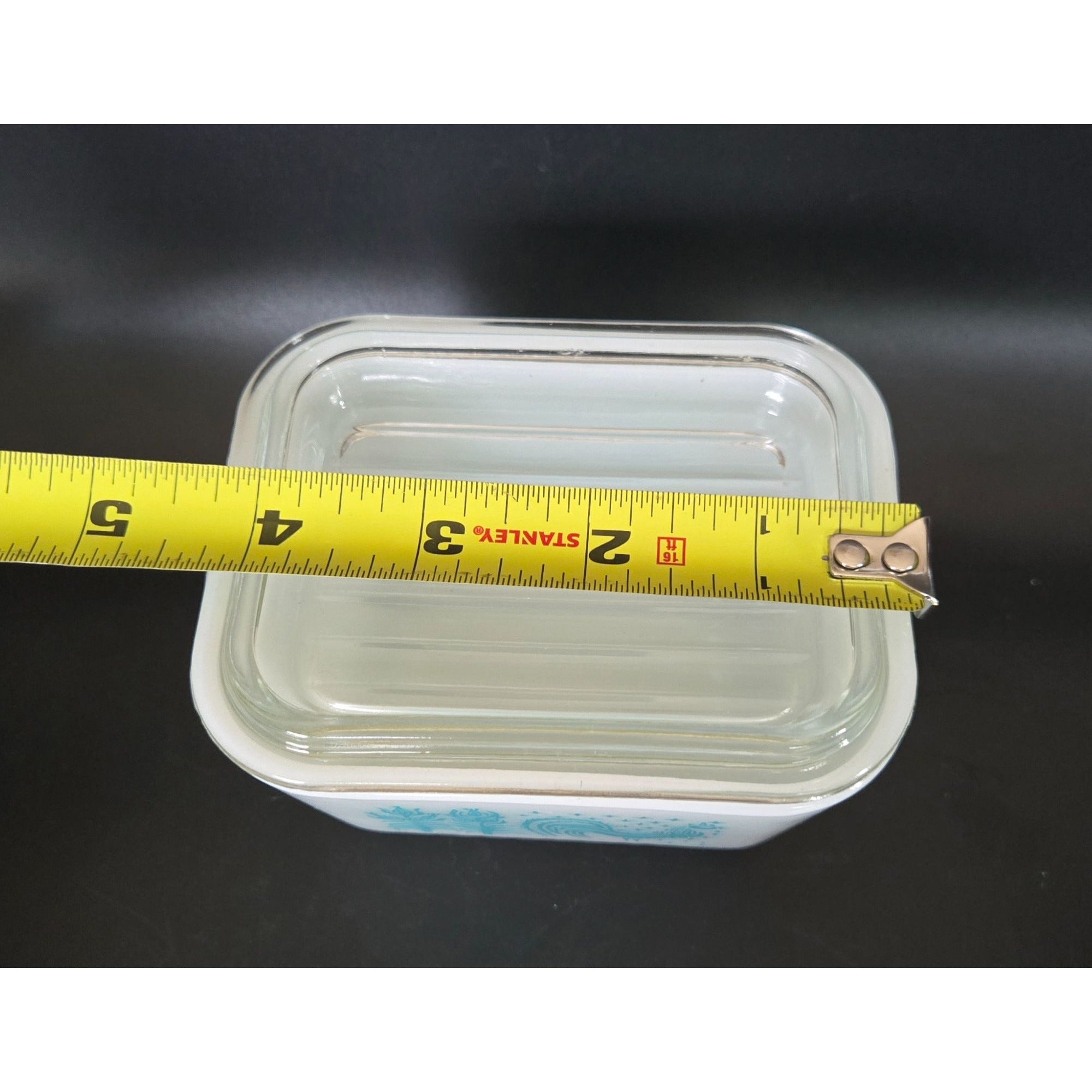 Pyrex Turquoise Amish Butterprint Refrigerator Dishes/Lids 1.5 Cup Vintage Glassware Set 4 pc
