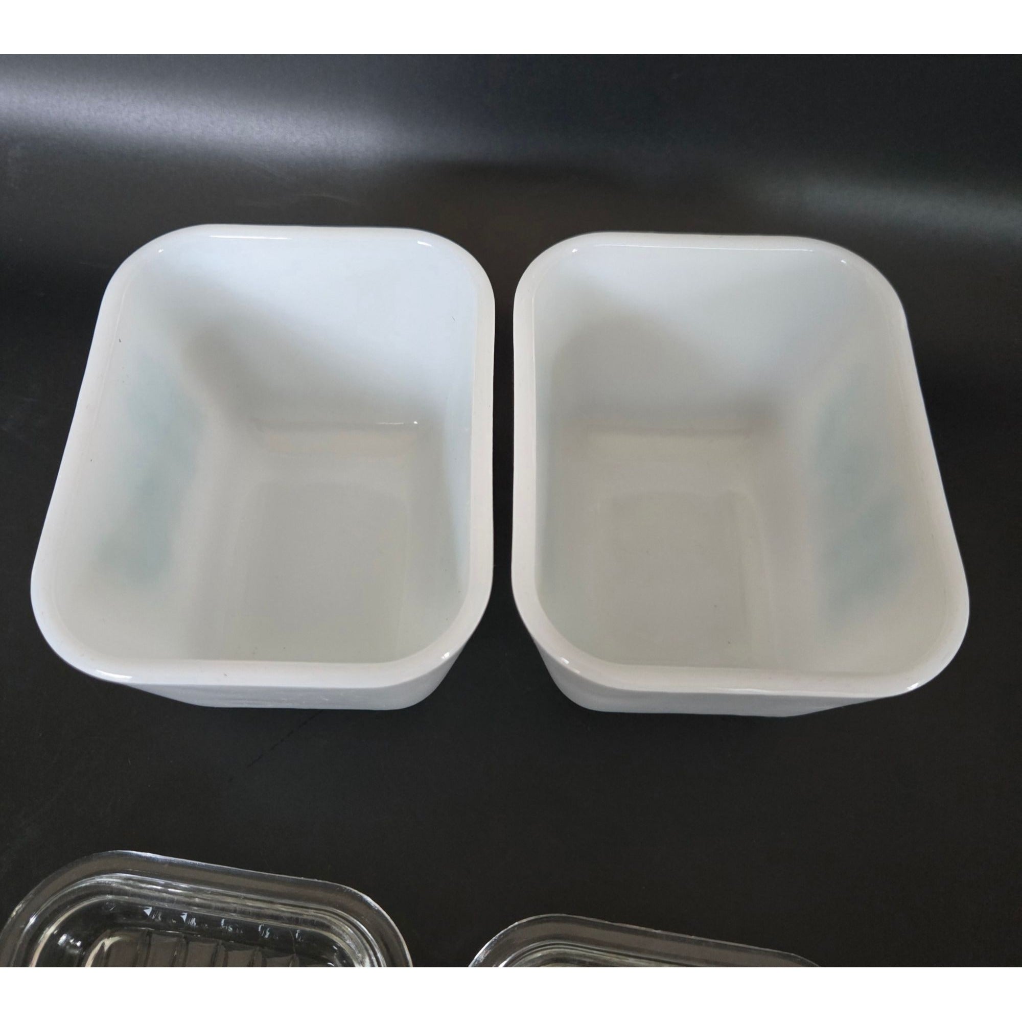 Pyrex Turquoise Amish Butterprint Refrigerator Dishes/Lids 1.5 Cup Vintage Glassware Set 4 pc