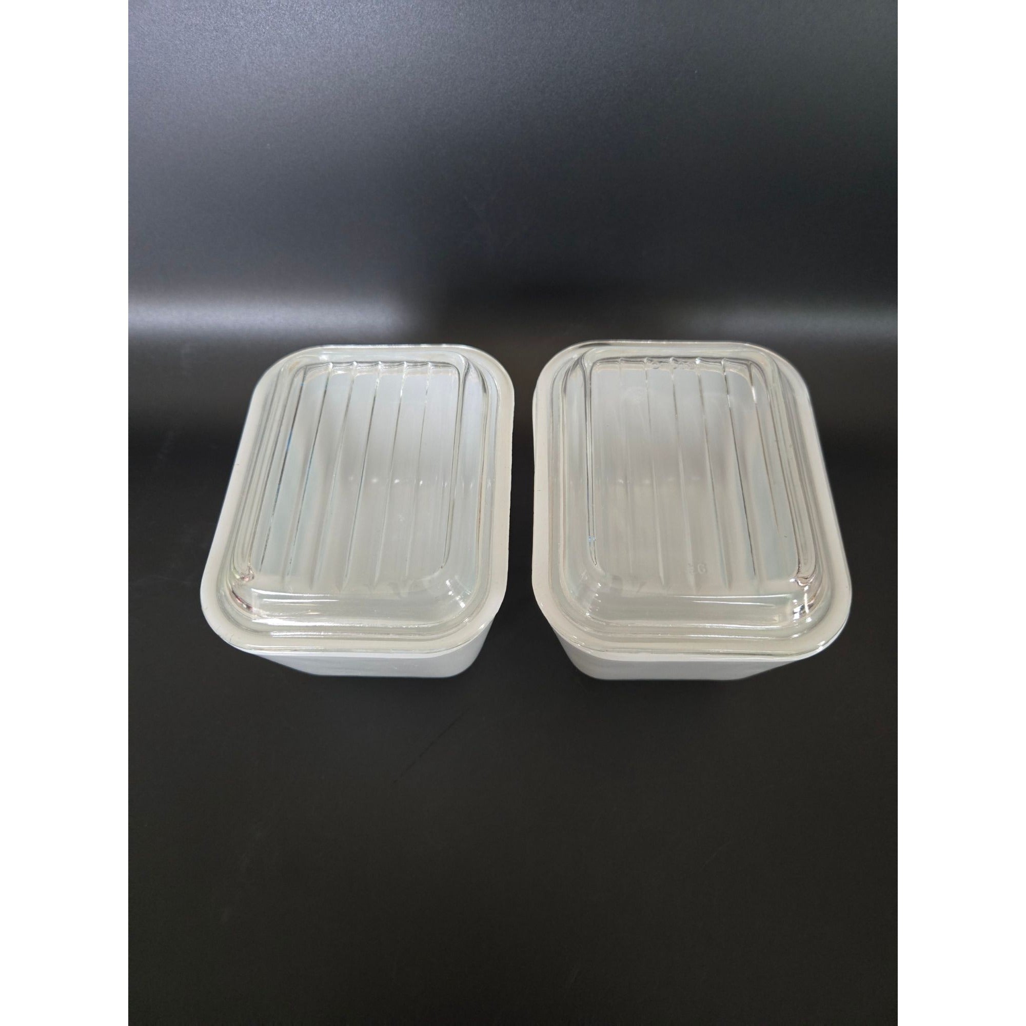 Pyrex Turquoise Amish Butterprint Refrigerator Dishes/Lids 1.5 Cup Vintage Glassware Set 4 pc