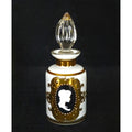 Ornate Vintage Glass Perfume Bottle With Gold Trim & Cameo Design Stopper