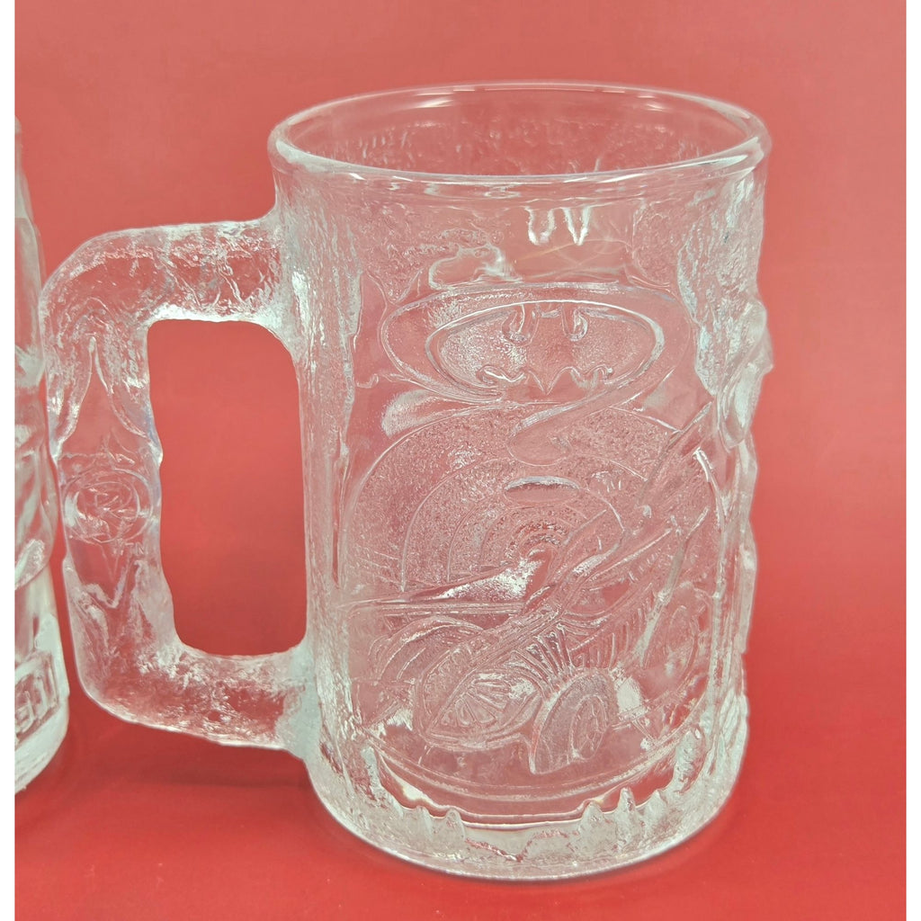 Mc Donalds Batman & Robin Glass Mugs Vintage Superhero Relief