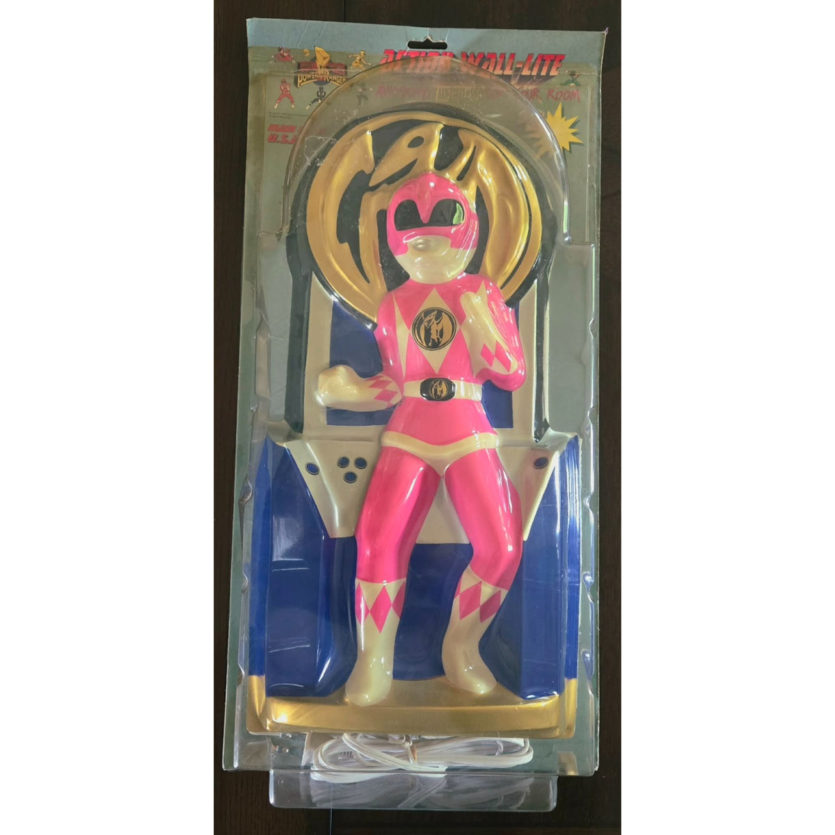 1994 Pink Power Rangers Girl Wall Action Wall Light in package good- fair  18"