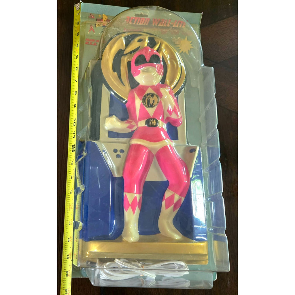 1994 Pink Power Rangers Girl Wall Action Wall Light in package good- fair  18"