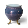 Czech Epiag Porcelain Urn Style Purple Lusterware Planter W/Gold Legs