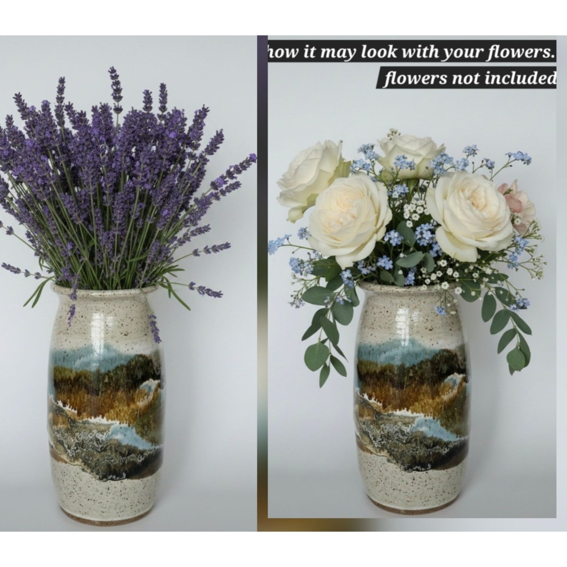 Mc Anallen Hand Thrown Pottery Vase, Natural variations Salt Glazed Speckled Vase USA, MICHIGAN