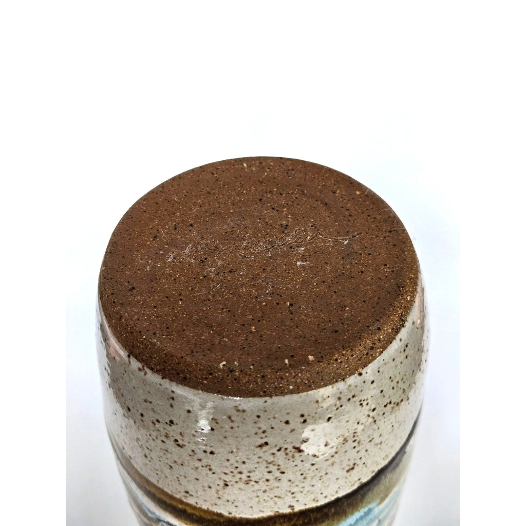 Mc Anallen Hand Thrown Pottery Vase, Natural variations Salt Glazed Speckled Vase USA, MICHIGAN