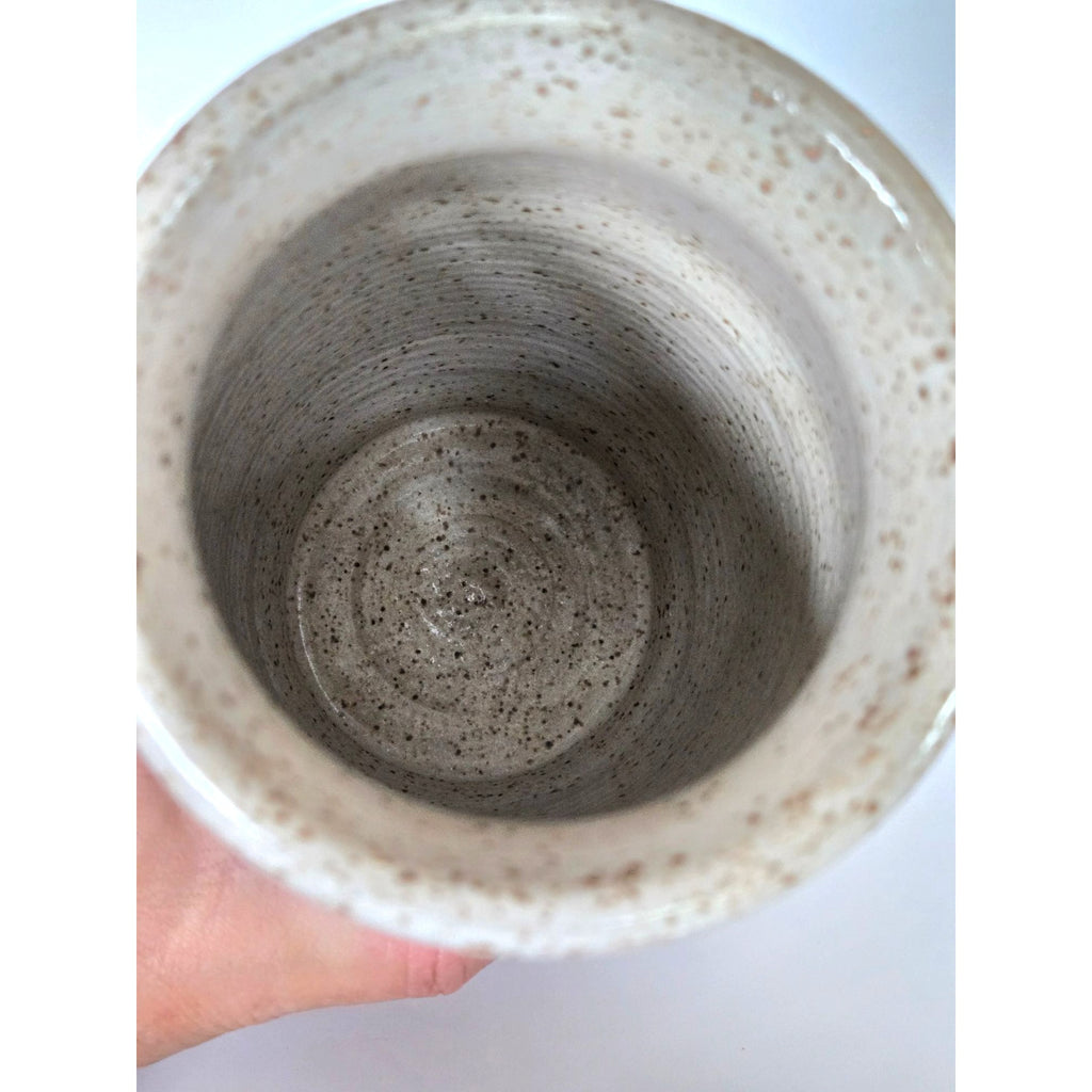 Mc Anallen Hand Thrown Pottery Vase, Natural variations Salt Glazed Speckled Vase USA, MICHIGAN