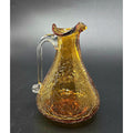 Amber Cruet Crackle Glass Cruet Pilgrim Glass, USA 4.5 in