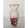 Czech Pink glass with confetti speckled Vase Star Shaped Rim. Swirl Design, Mint