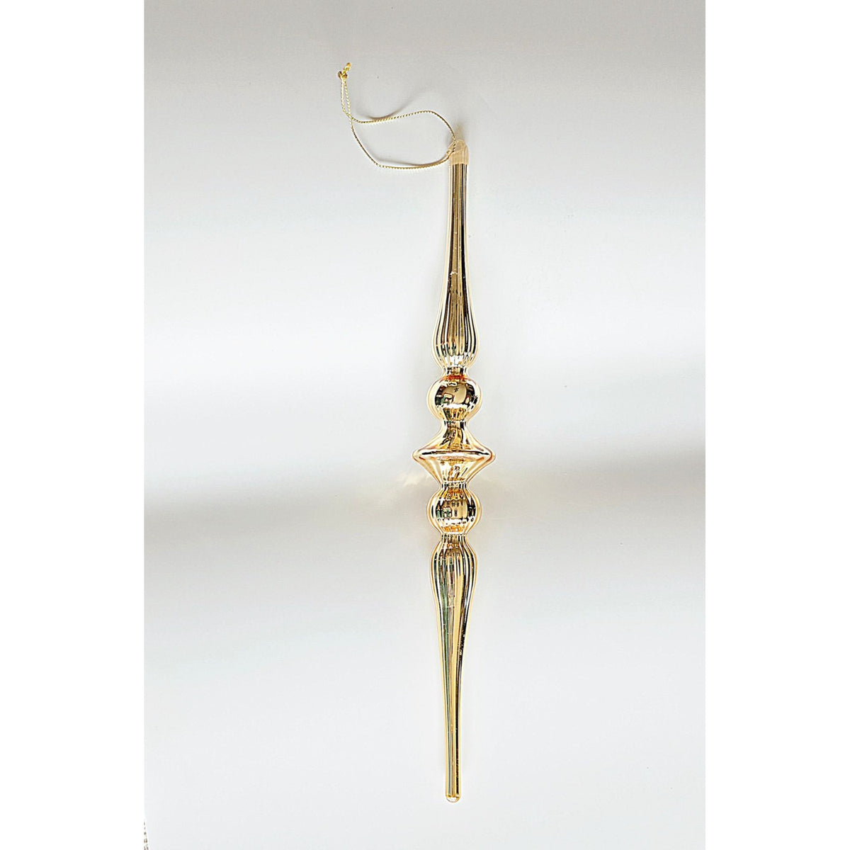 Raz Imports 12" Gold Long Ribbed Finial Style Ornament, Mercury Glass, Hand Blown