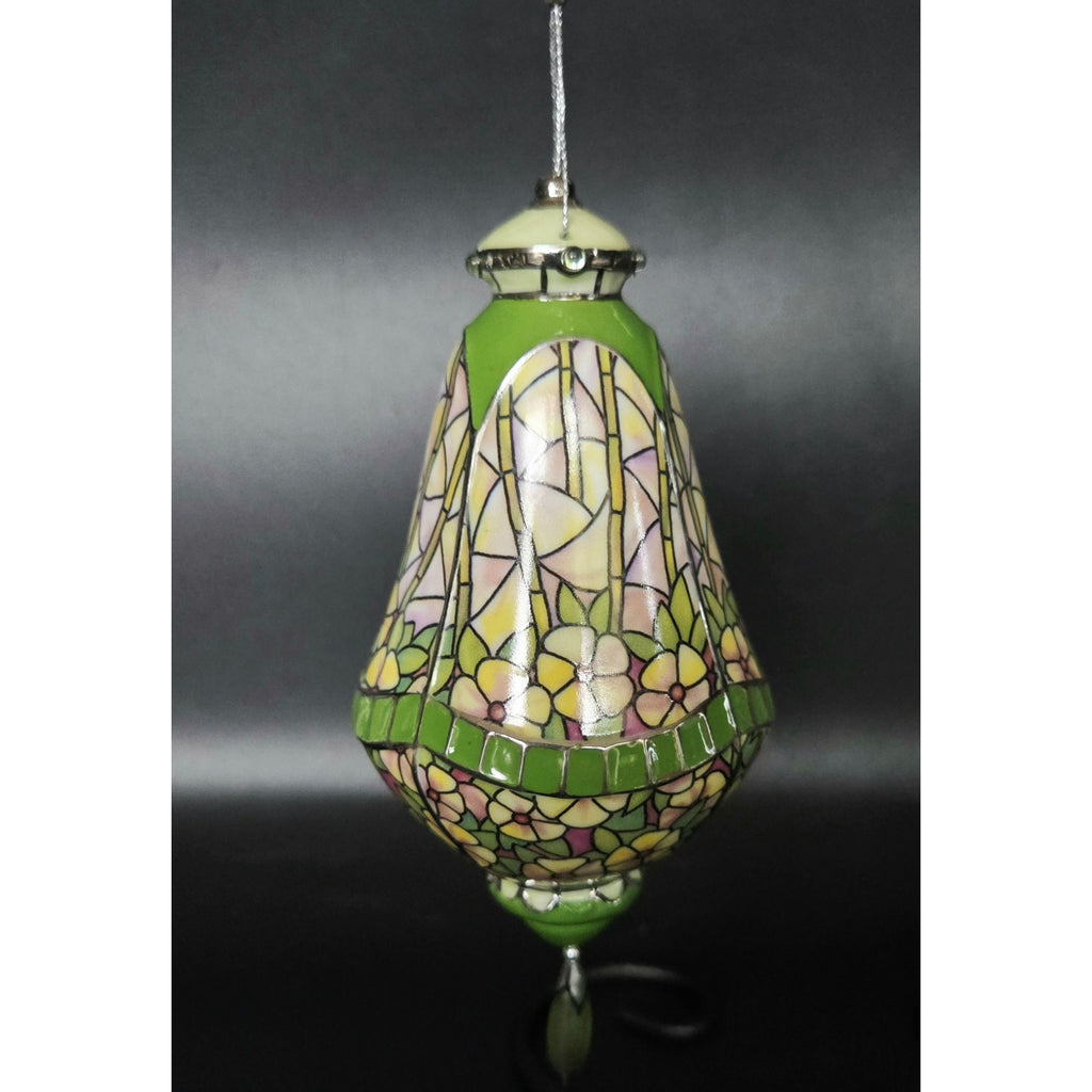 Bradford Exchange Louis Tiffany Stained Glass Inspired Floral Pansy Ornament  porcelain