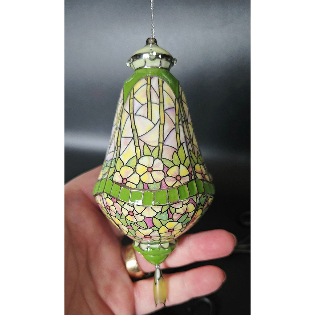 Bradford Exchange Louis Tiffany Stained Glass Inspired Floral Pansy Ornament  porcelain