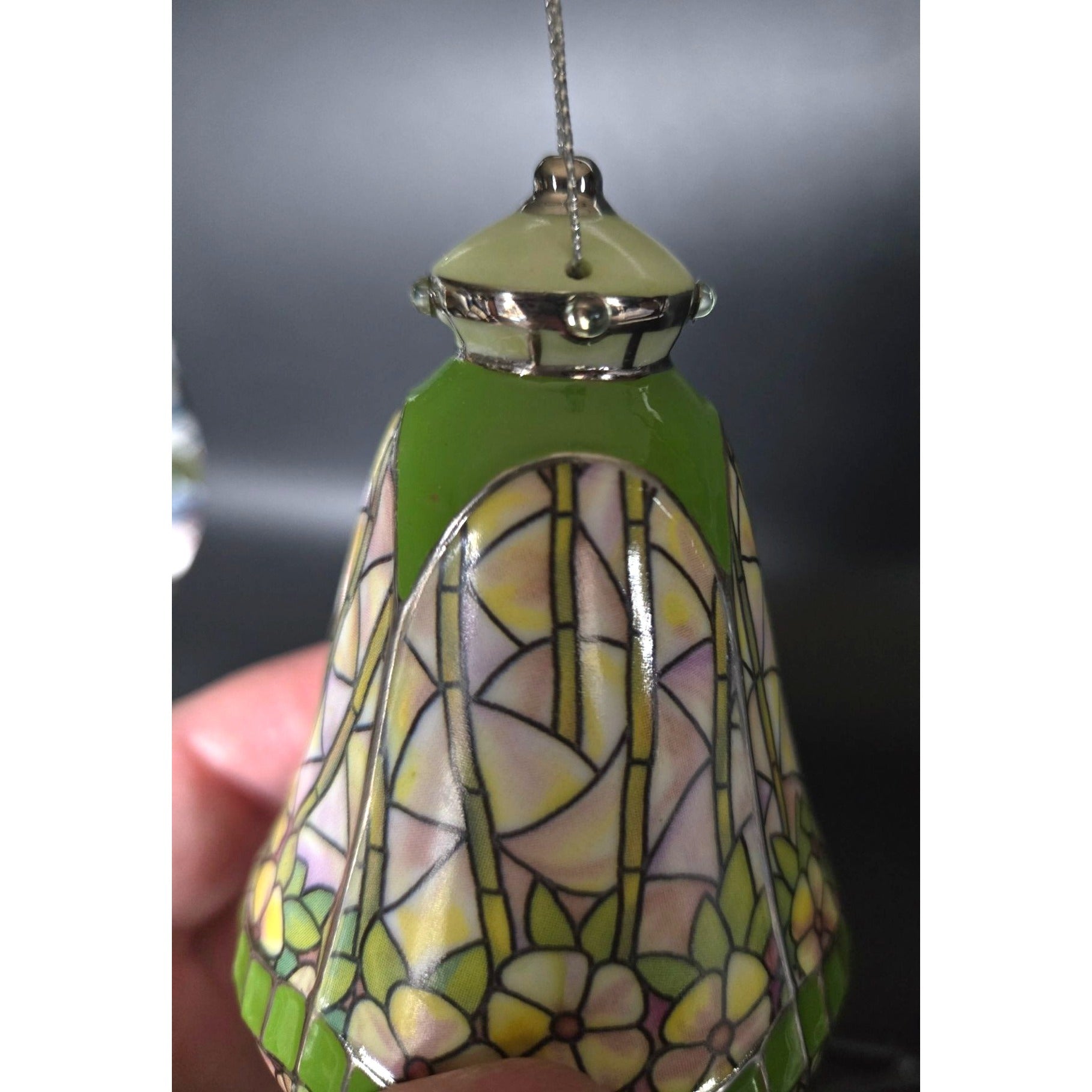 Bradford Exchange Louis Tiffany Stained Glass Inspired Floral Pansy Ornament  porcelain