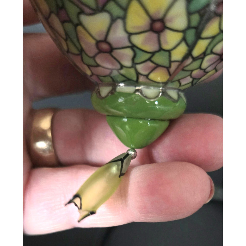 Bradford Exchange Louis Tiffany Stained Glass Inspired Floral Pansy Ornament  porcelain