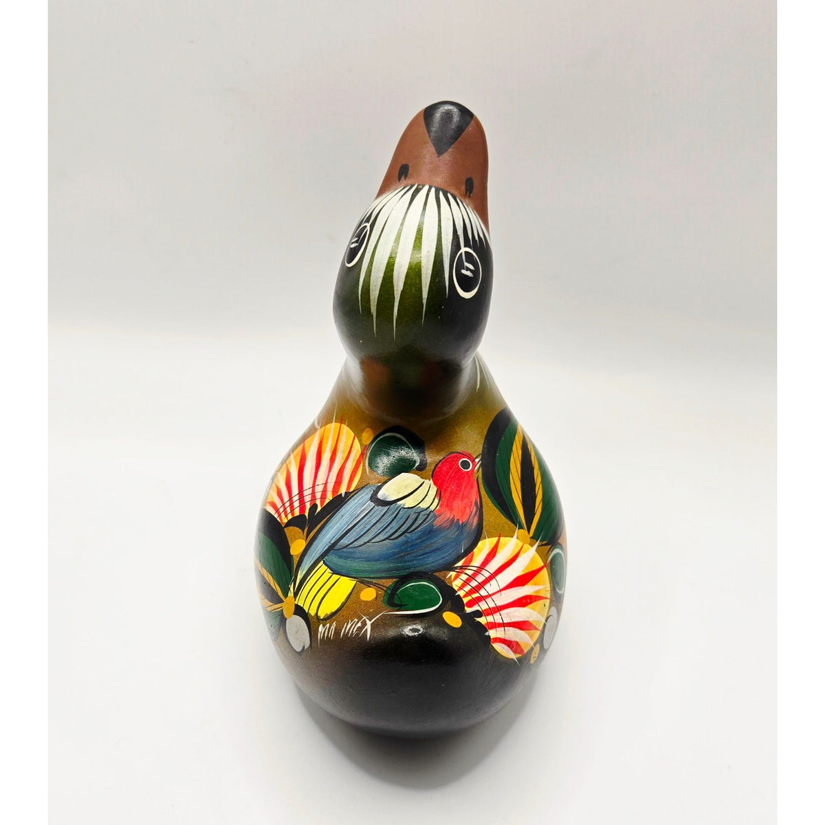 Hand-Painted Mexican Folk Art Duck Figurine 6" Tall Signed Tonala,Talavera