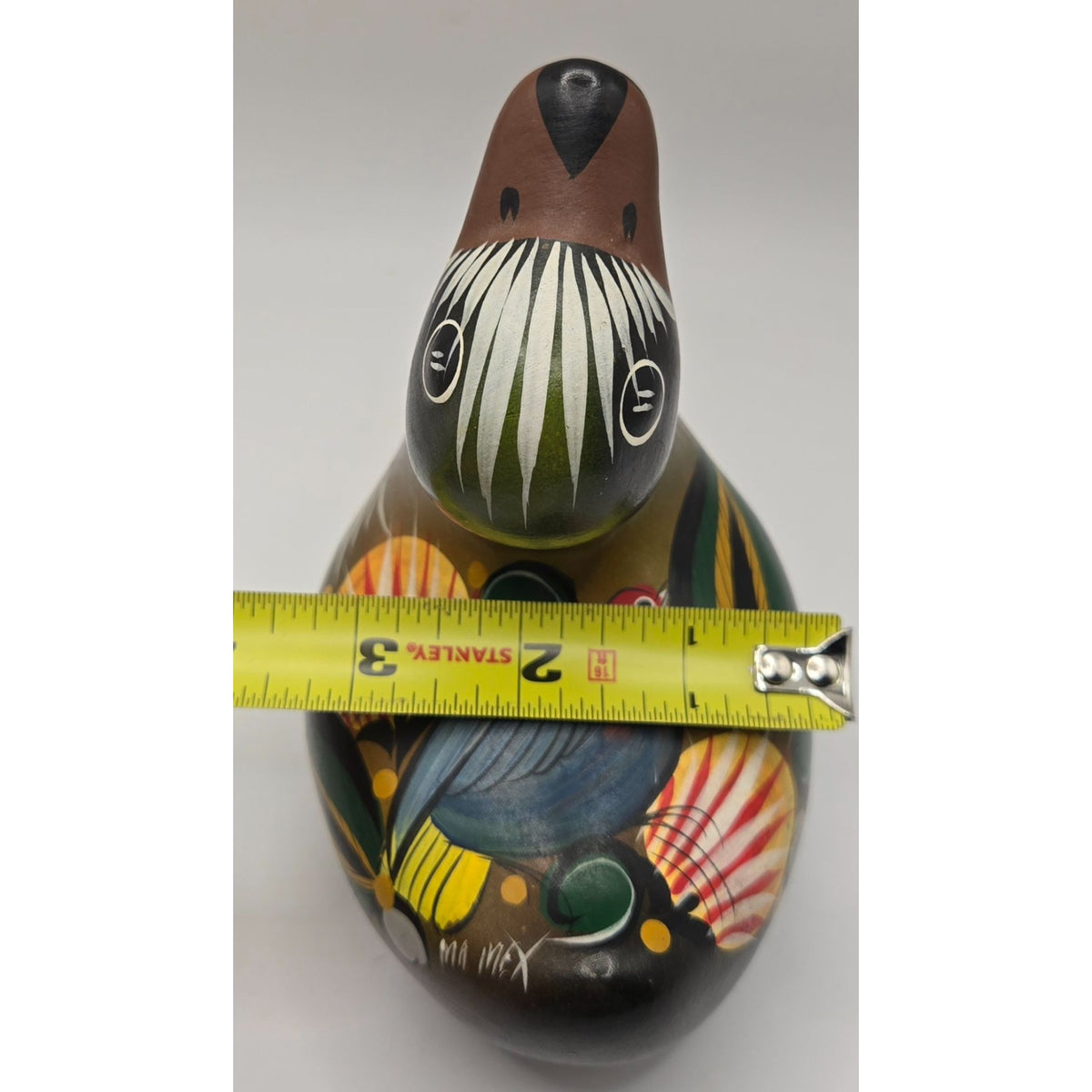 Hand-Painted Mexican Folk Art Duck Figurine 6" Tall Signed Tonala,Talavera