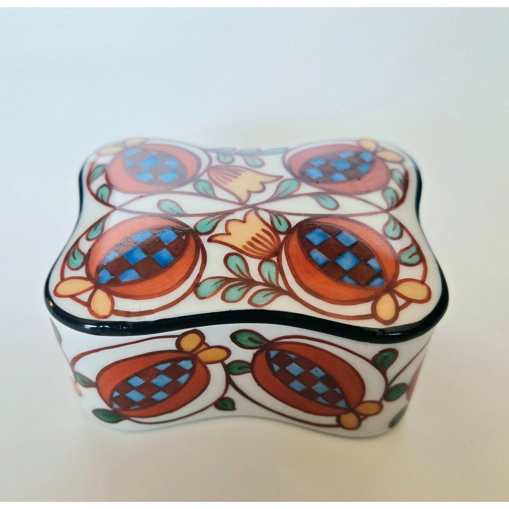 Hand Painted Czech Trinket Box Porcelain, Pomegranate designs