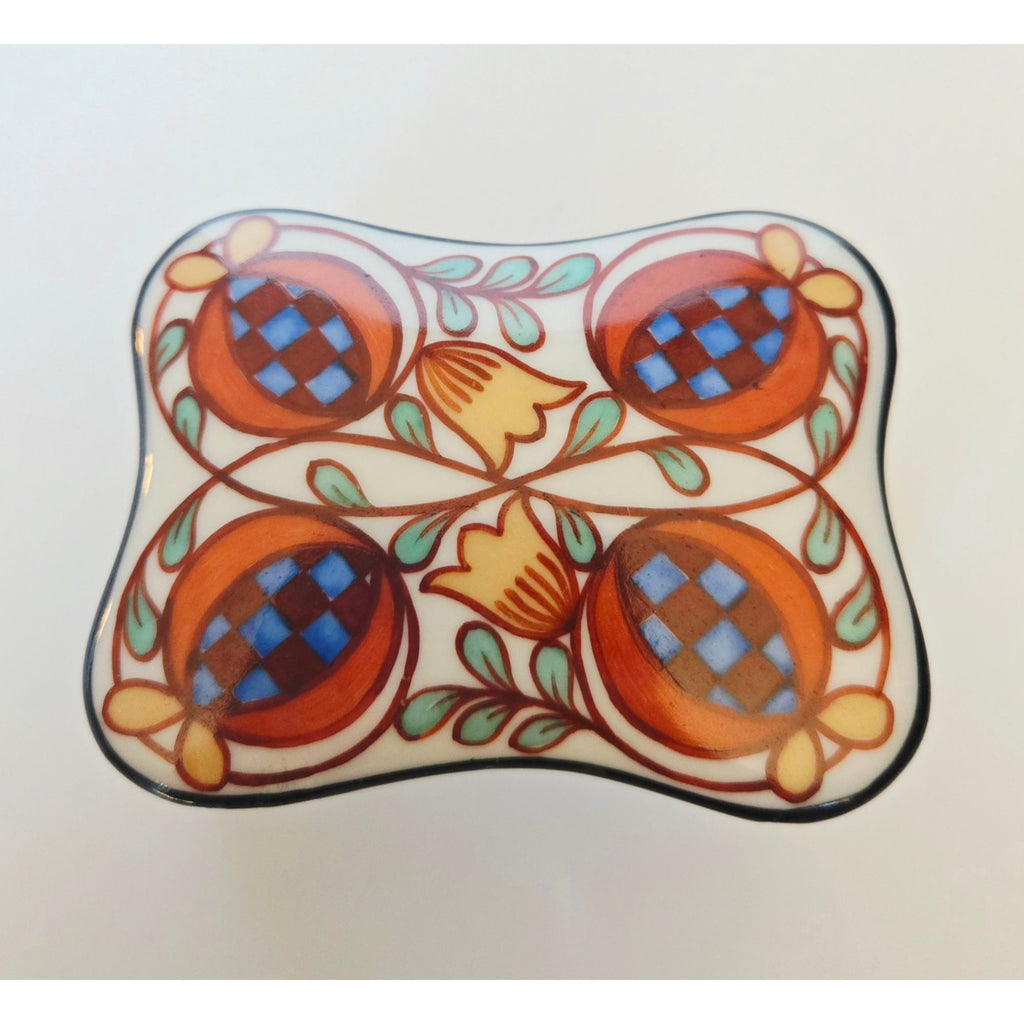 Hand Painted Czech Trinket Box Porcelain, Pomegranate designs