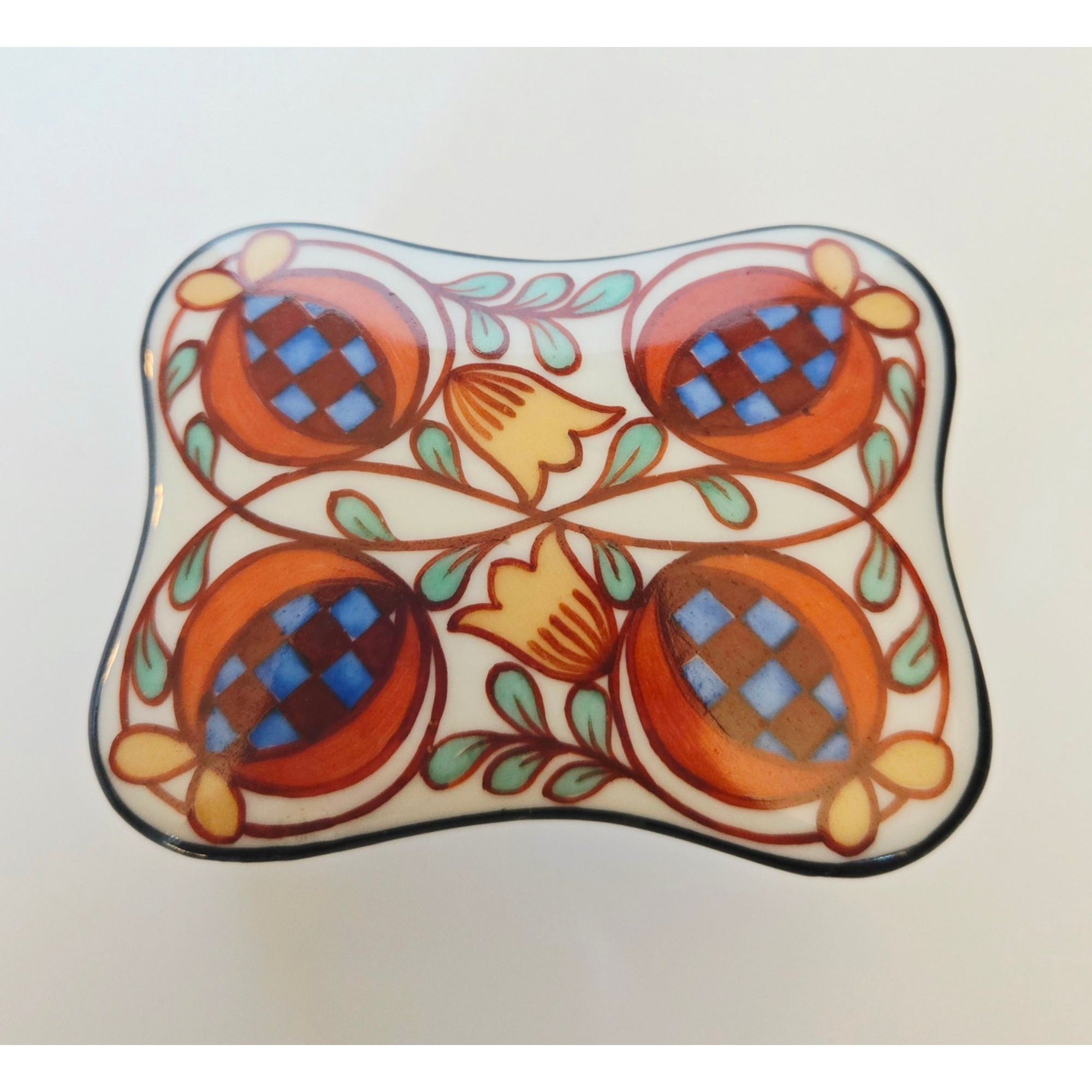 Hand Painted Czech Trinket Box Porcelain, Pomegranate designs