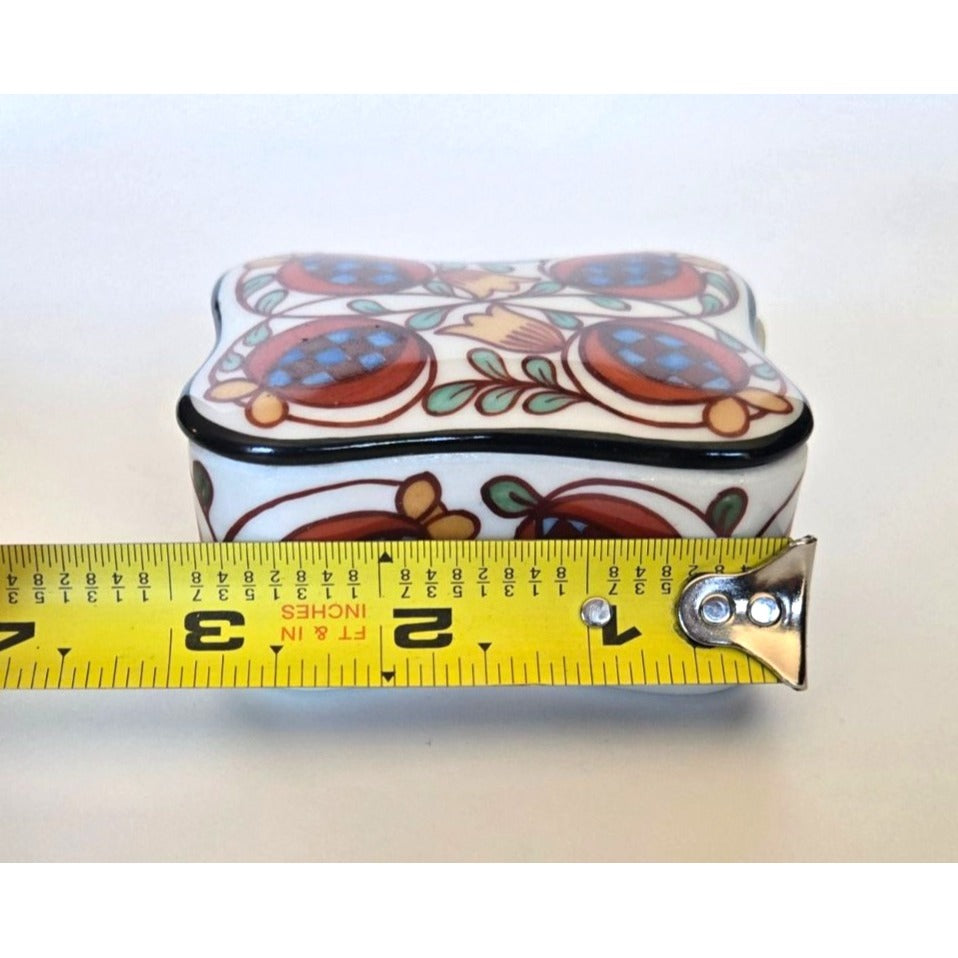 Hand Painted Czech Trinket Box Porcelain, Pomegranate designs