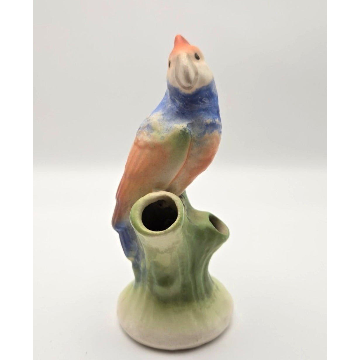 Vintage Ceramic Bird Bud Vase From Czechoslovakia Hand-Painted 5.5 Inches Tall