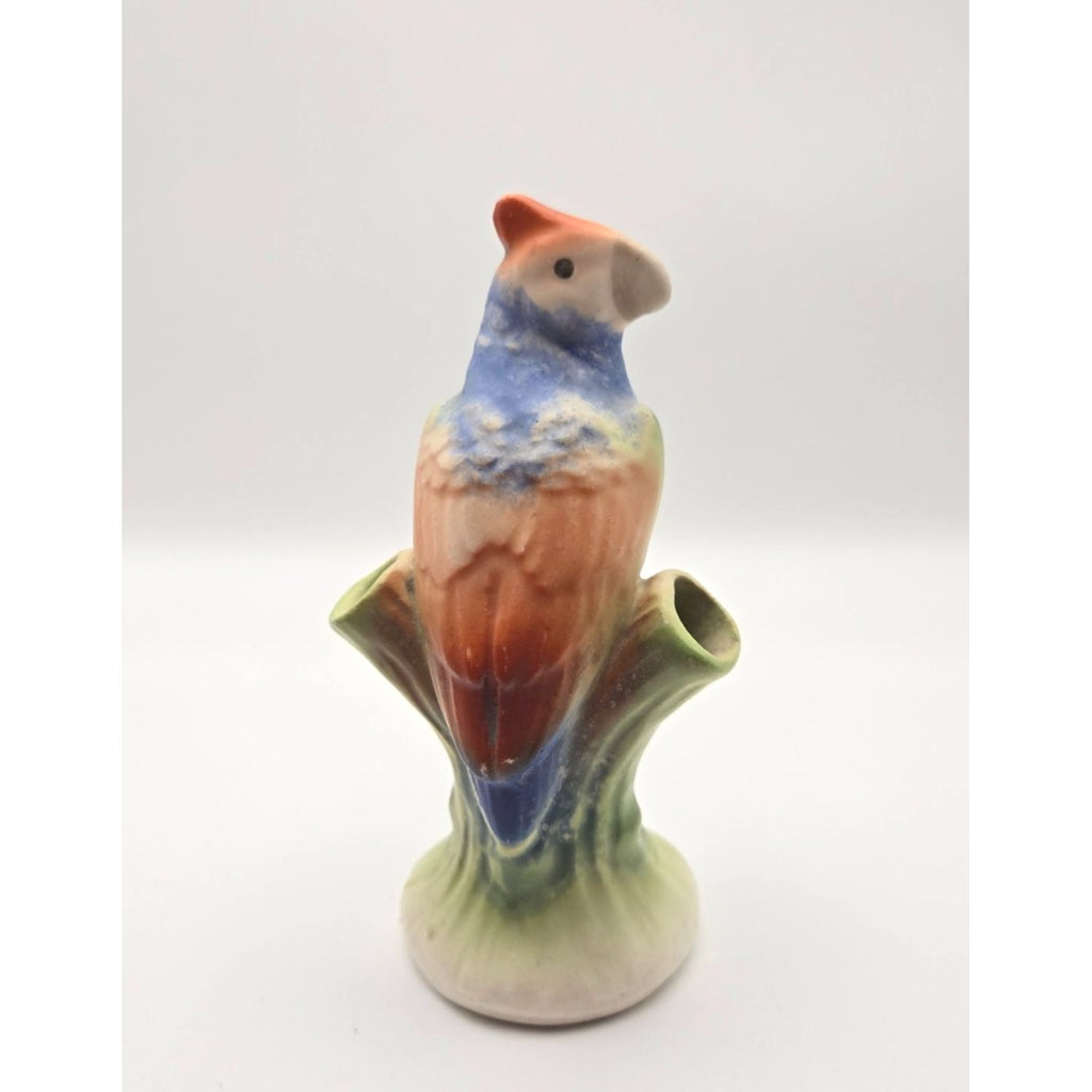 Vintage Ceramic Bird Bud Vase From Czechoslovakia Hand-Painted 5.5 Inches Tall