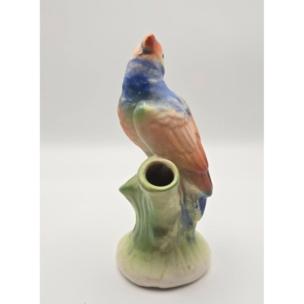 Vintage Ceramic Bird Bud Vase From Czechoslovakia Hand-Painted 5.5 Inches Tall
