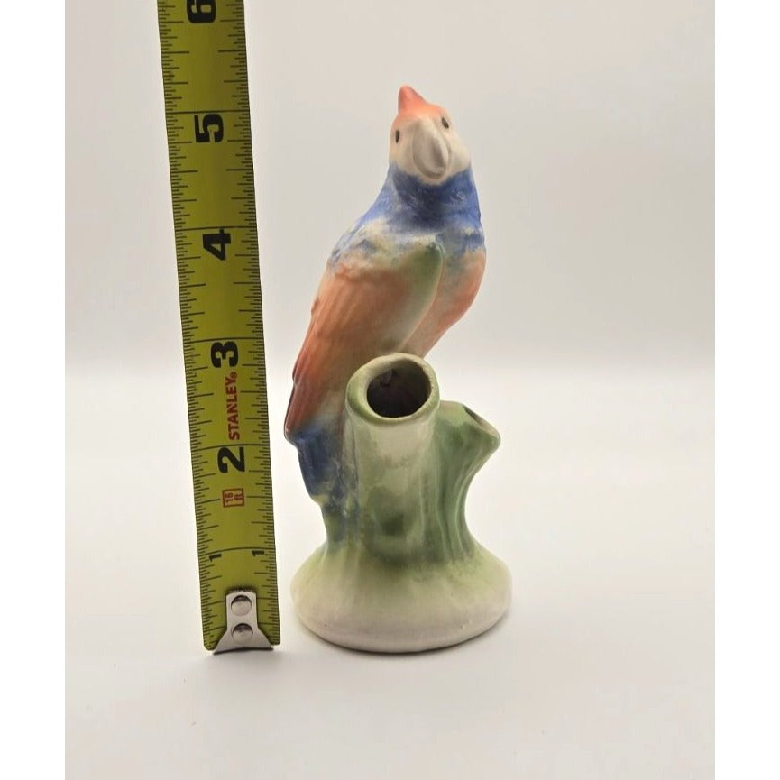 Vintage Ceramic Bird Bud Vase From Czechoslovakia Hand-Painted 5.5 Inches Tall
