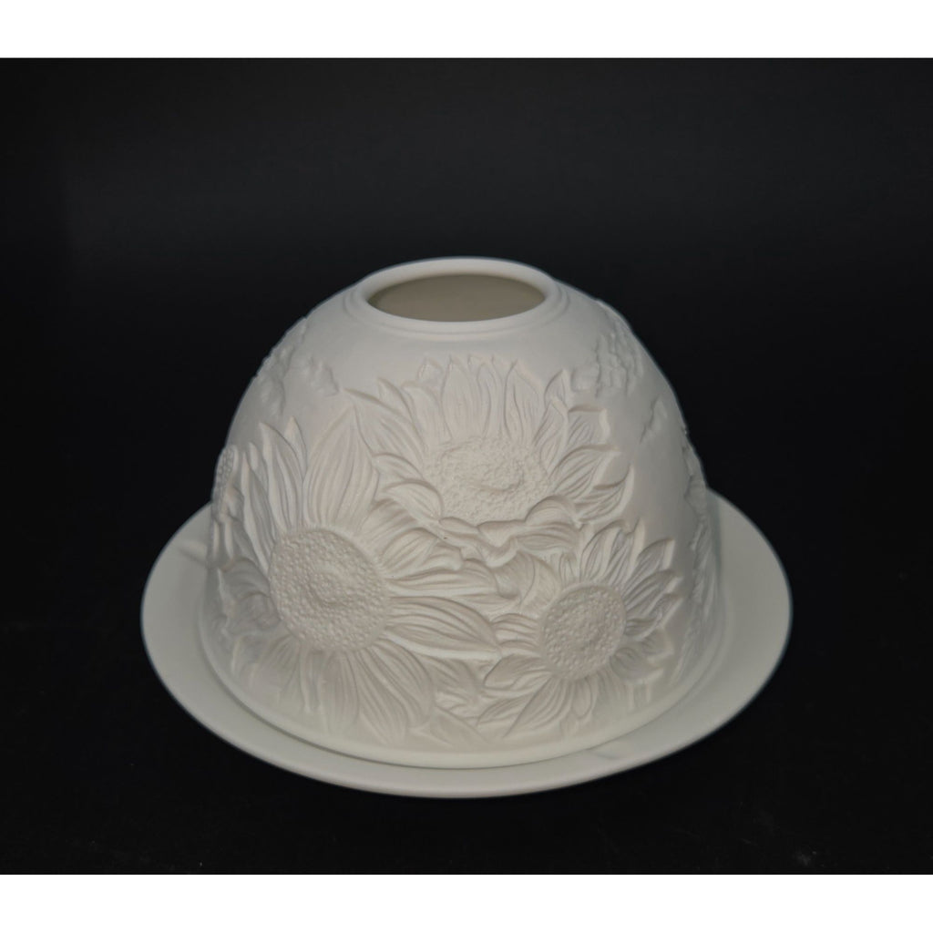 White Porcelain Lithopane Sunflower Fairy Lamp  New w/ tealight